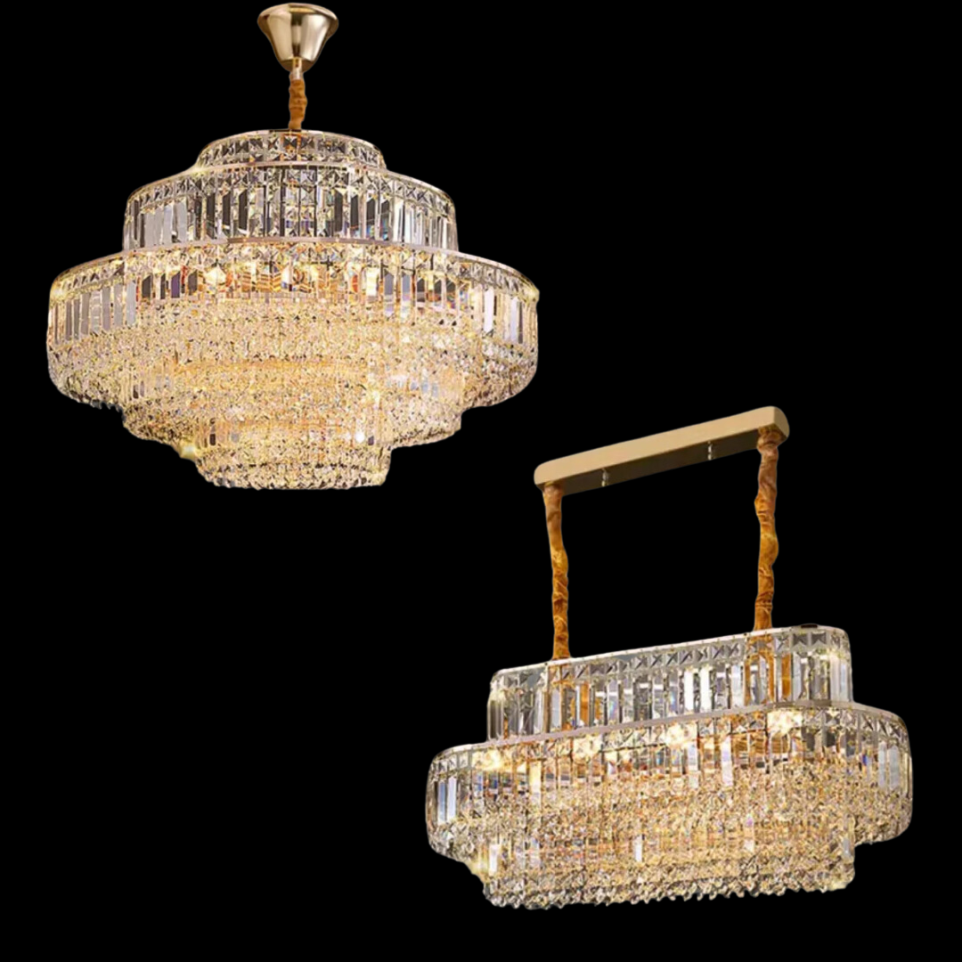 Modern Light Luxury Multi-tier Diamond Crystal Rod Pendant Chandelier for Living/Dining Room-Momo Lighting