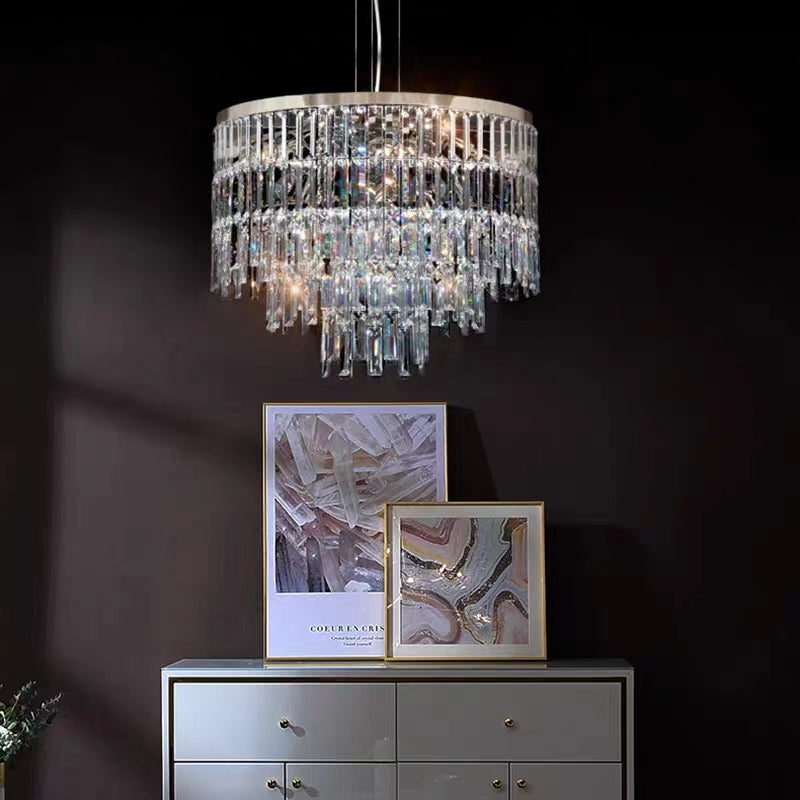 Modern Light Luxury Trendy Layers Crystal Pendant Chandelier for Living Room/Bedroom-Momo Lighting