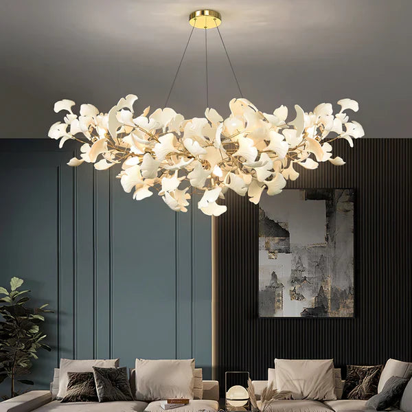 Modern Luxury Linear Ginkgo Ceramic Chandelier for Dining Room/Kitchen Island-Momo Lighting