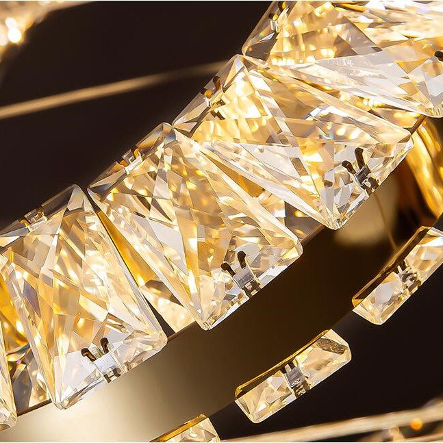 Modern Multi Gold Donuts Shape Crystal Chandelier Ring Round Light Fixture for Foyer Staircase/ Living Room/ Bar/ Hotel Lobby/ Entryway/ LOFT-Momo Lighting