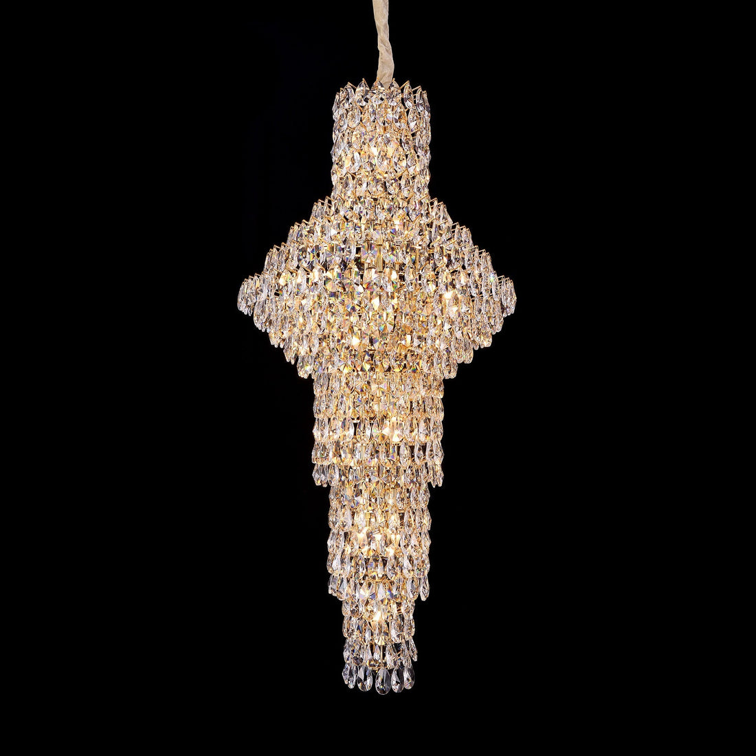Modern Nail Shaped Crystal Chandelier For Foyer/Staircase/High-ceiling-Momo Lighting