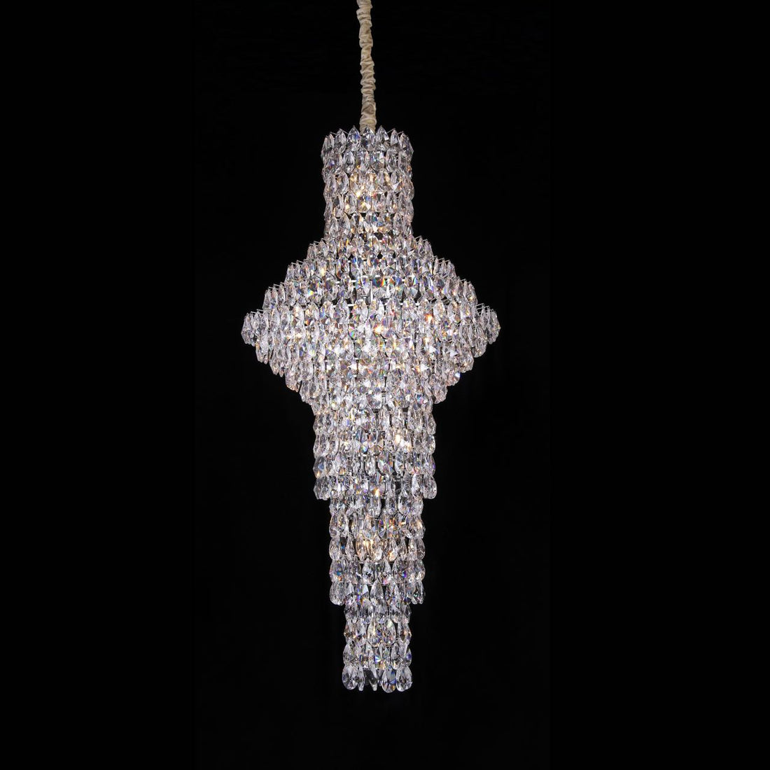 Modern Nail Shaped Crystal Chandelier For Foyer/Staircase/High-ceiling-Momo Lighting