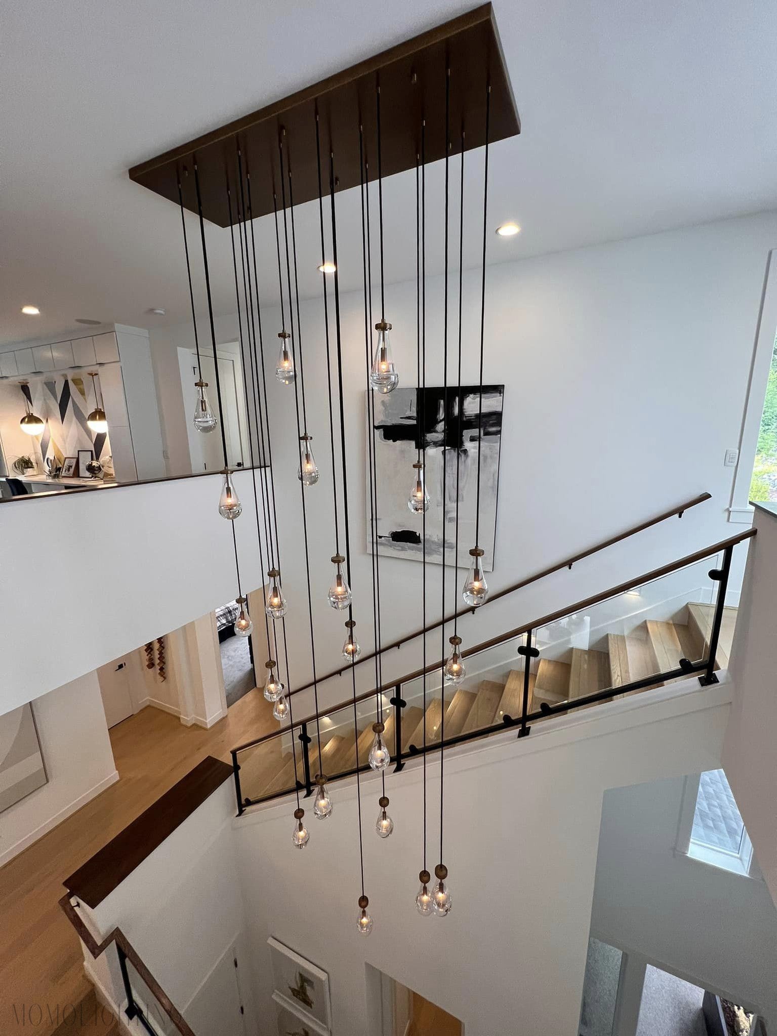 Modern Raindrop Crystal Chandelier with Rectangular Canopy-Momo Lighting