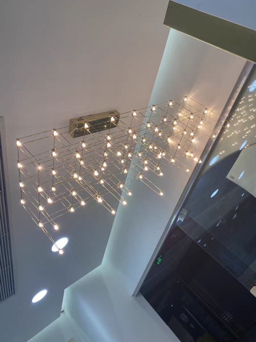 Modern Rectangle Metal Light Chandelier in Chrome Finish-Momo Lighting