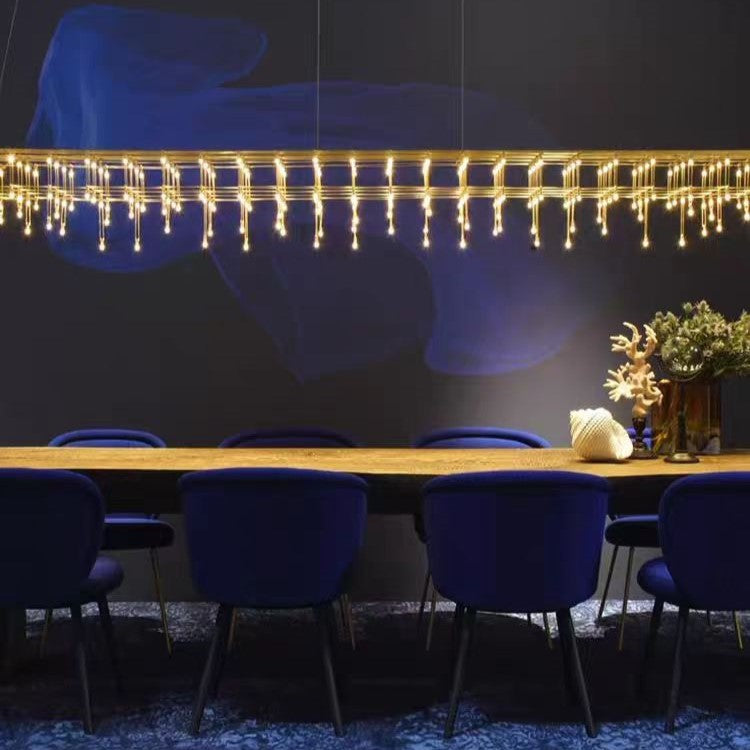 Modern Rectangle Metal Light Chandelier in Chrome Finish-Momo Lighting