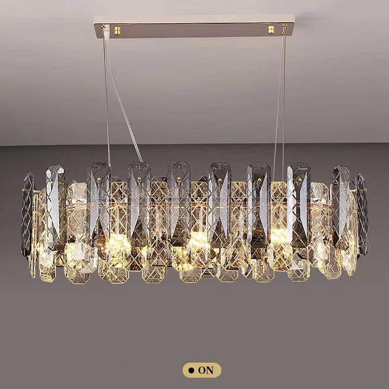 Modern Smoky Gray Crystal Chandelier Gleamy Light Fixture for Living/Dining Room/ Bedroom/ Home Office-Momo Lighting