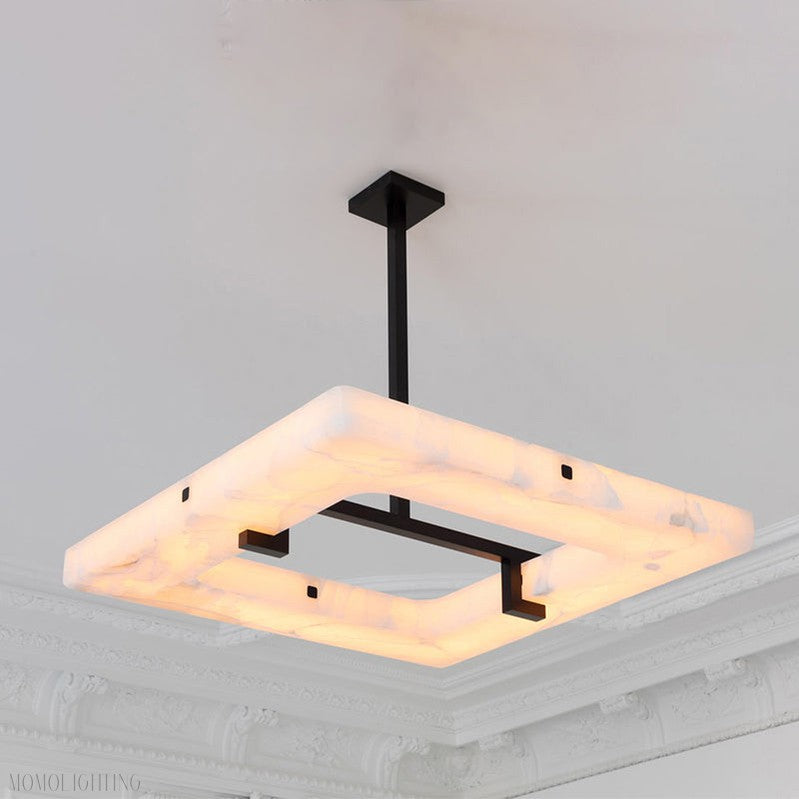 Modern Square Alabaster Chandelier-Momo Lighting