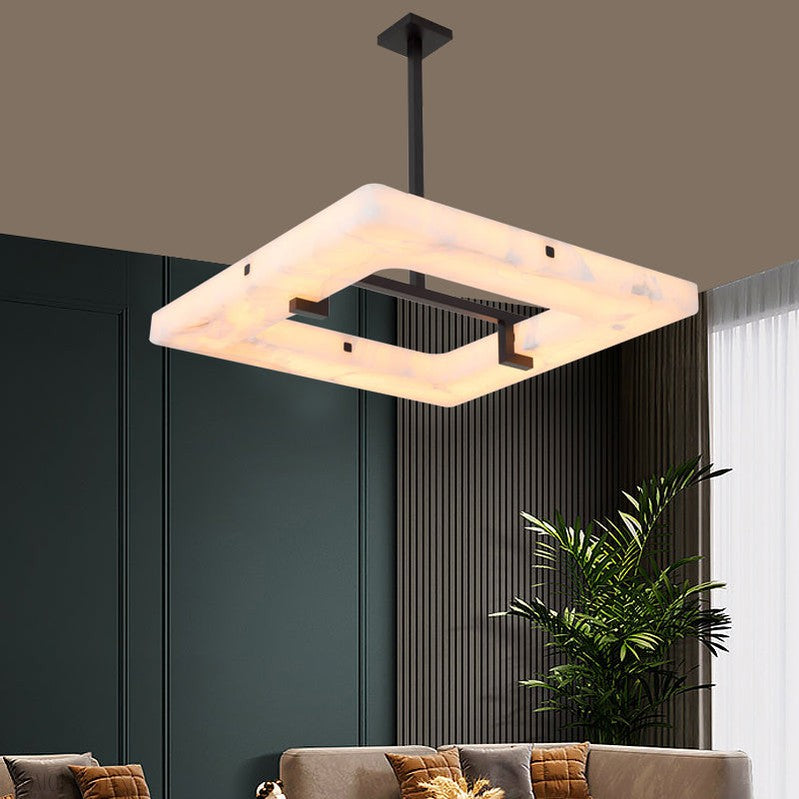 Modern Square Alabaster Chandelier-Momo Lighting