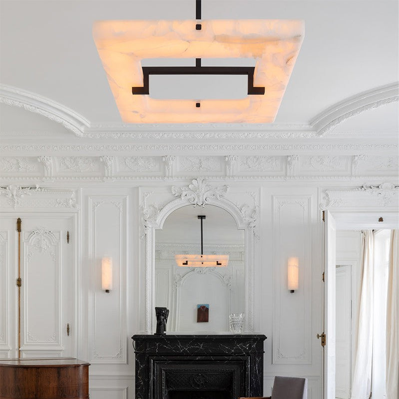 Modern Square Alabaster Chandelier-Momo Lighting