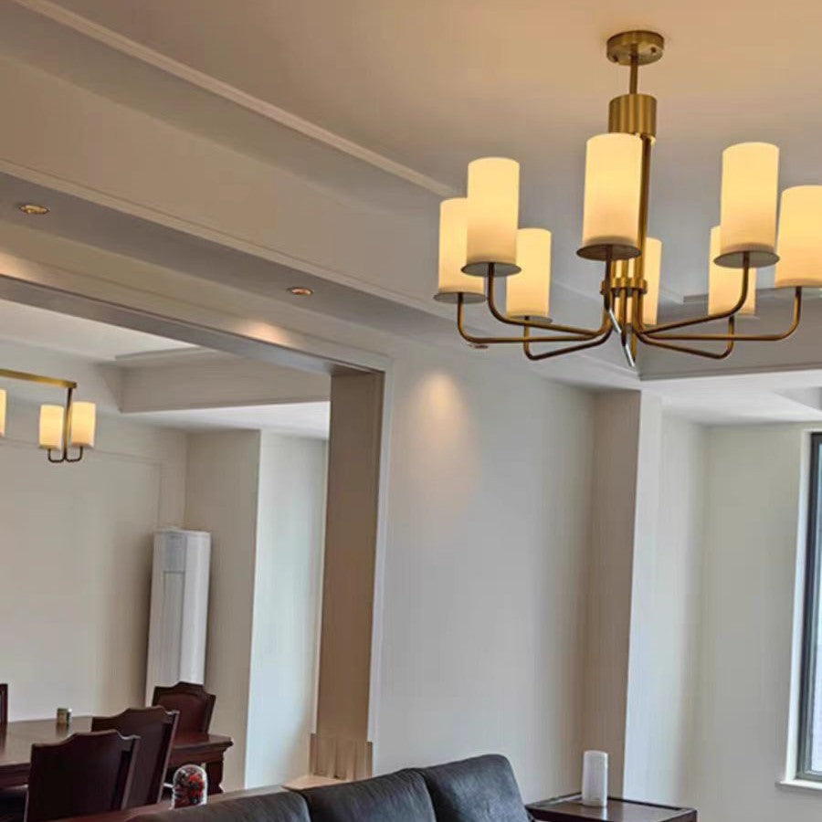 Modern Style Minimalism White Shades Chandelier/Wall Light in Brass-Momo Lighting