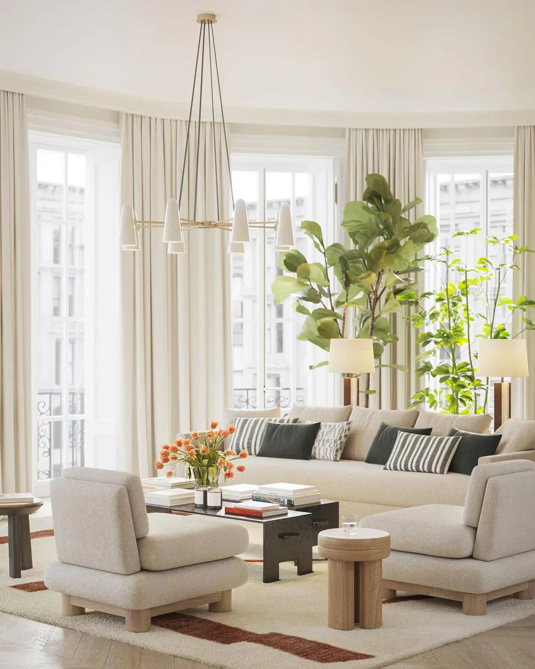 Modern Style Round Cone Glass Chandelier for Bedroom/Living Room/Dining Room-Momo Lighting