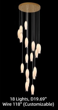 Modern White Ceramic Elegant Tulip Flower Chandelier For Foyer/Staircase-Momo Lighting