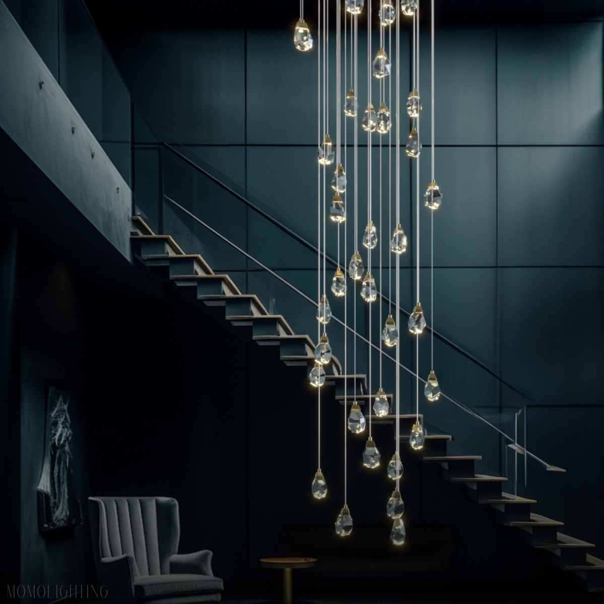 Molly Faceted Crystal Prisms Chandelier-Momo Lighting