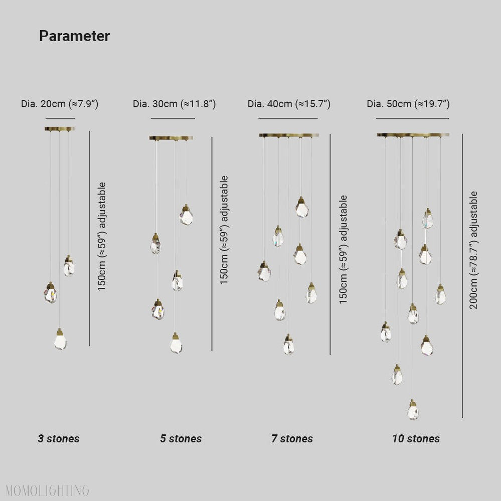 Molly Faceted Crystal Prisms Chandelier-Momo Lighting