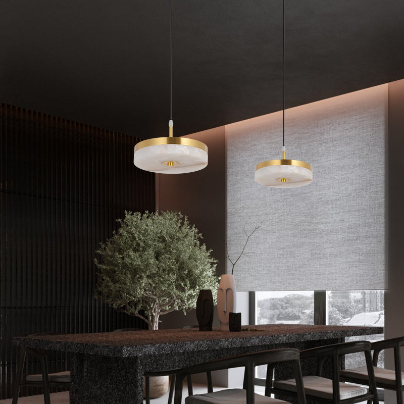 Momo Lighting Brass Round Alabaster Pendant Light For Kitchen