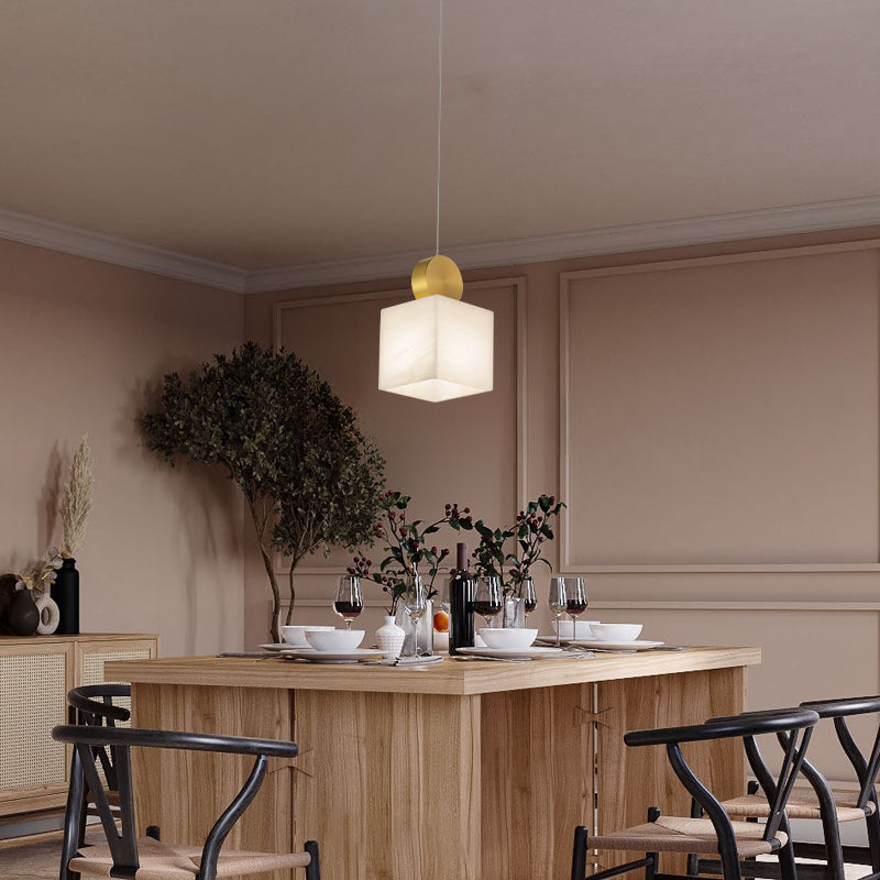 Momo Lighting Luxury Alabaster Brass Pendant For Bedroom