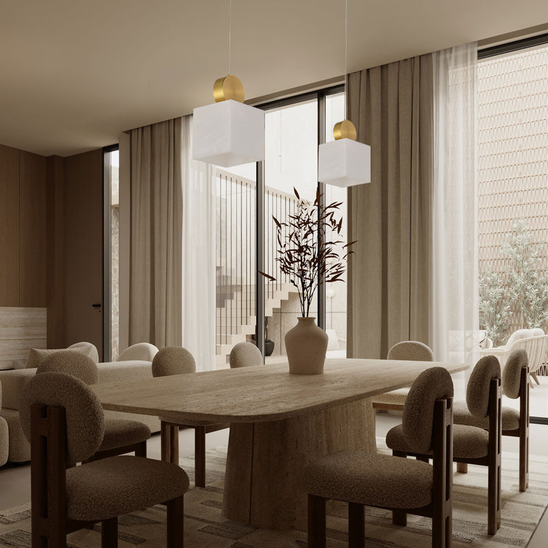 Momo Lighting Luxury Alabaster Brass Pendant For Bedroom