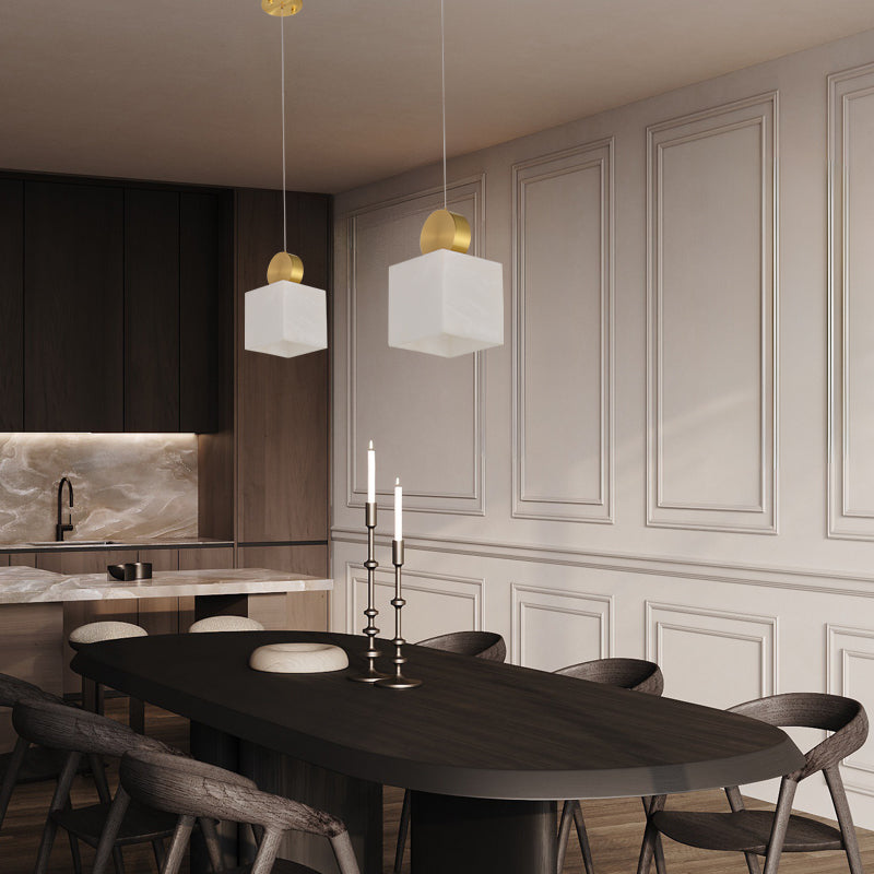 Momo Lighting Luxury Alabaster Brass Pendant For Bedroom