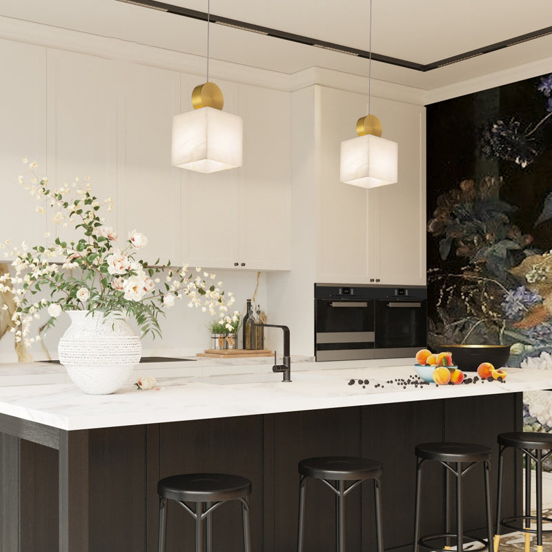 Momo Lighting Luxury Alabaster Brass Pendant For Bedroom