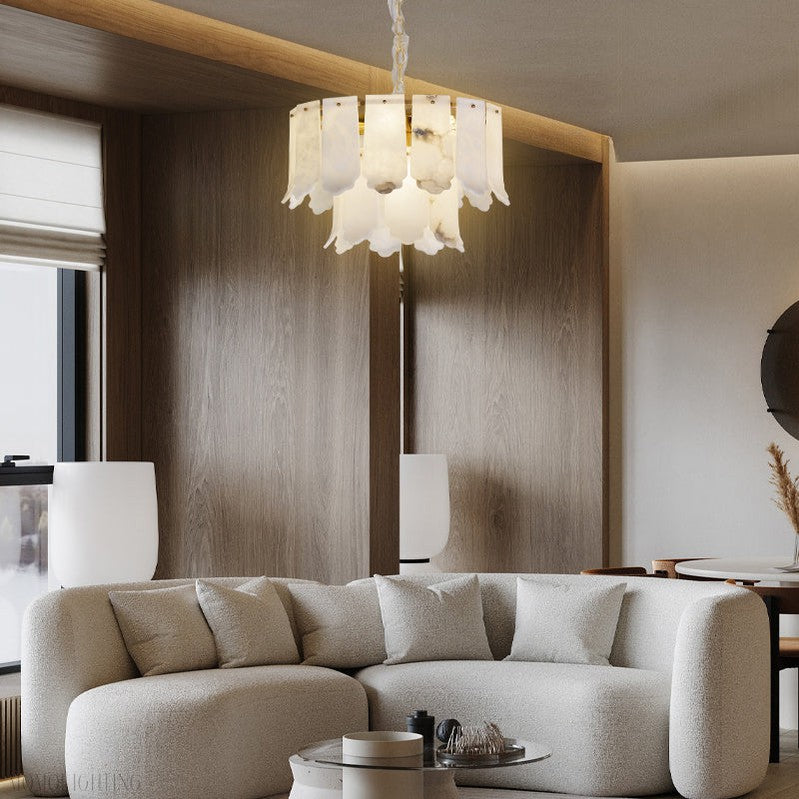 Momo Lighting Luxury Alabaster Round Chandelier For Bedroom-Momo Lighting