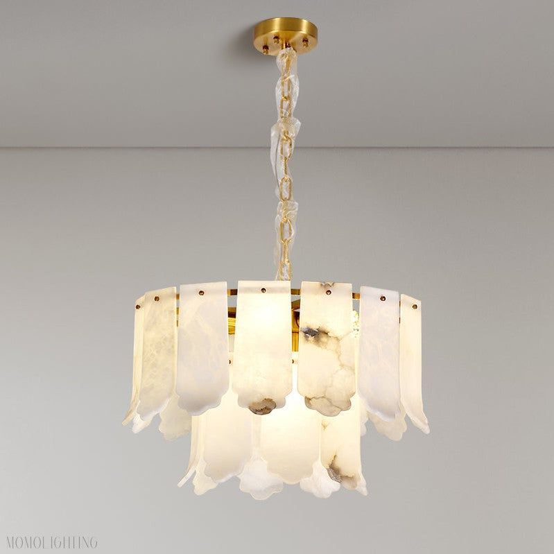Momo Lighting Luxury Alabaster Round Chandelier For Bedroom-Momo Lighting