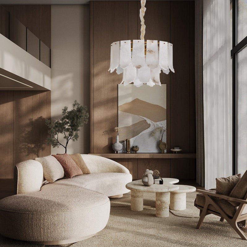 Momo Lighting Luxury Alabaster Round Chandelier For Bedroom-Momo Lighting