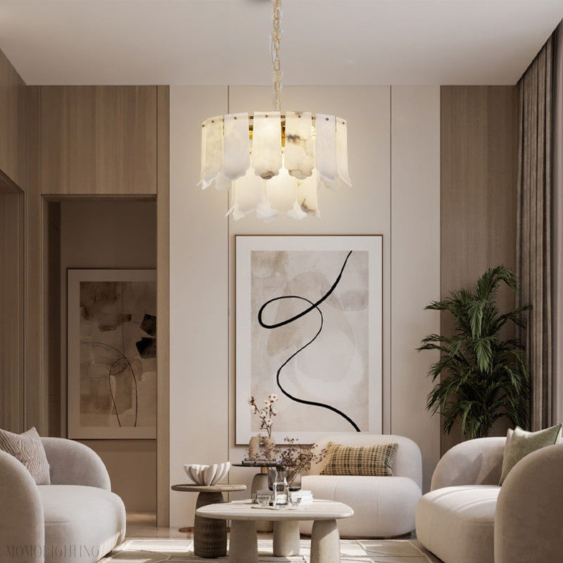 Momo Lighting Luxury Alabaster Round Chandelier For Bedroom-Momo Lighting