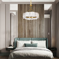 Momo Lighting Modern Alabaster Round Chandelier For Living Room-Momo Lighting