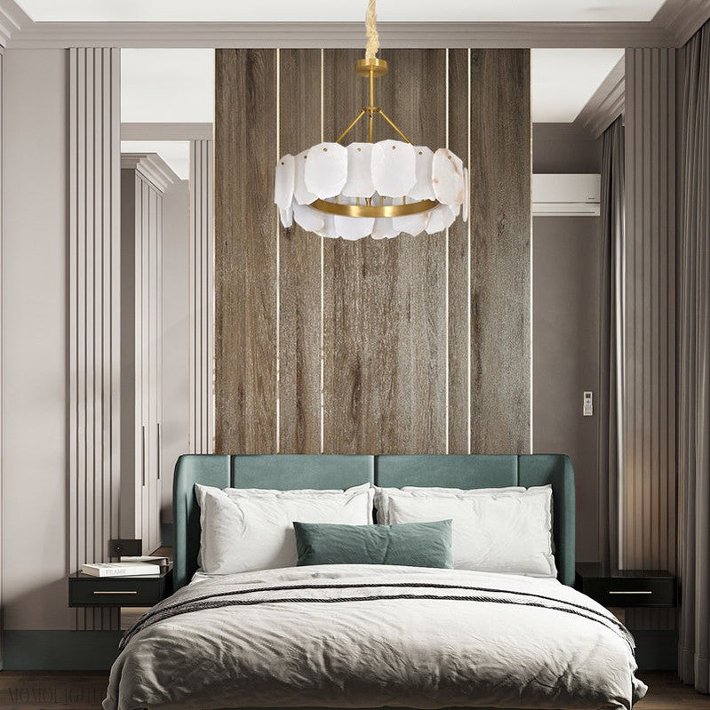 Momo Lighting Modern Alabaster Round Chandelier For Living Room-Momo Lighting
