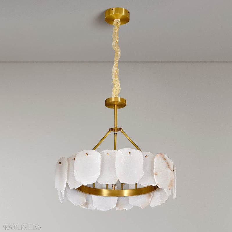 Momo Lighting Modern Alabaster Round Chandelier For Living Room-Momo Lighting