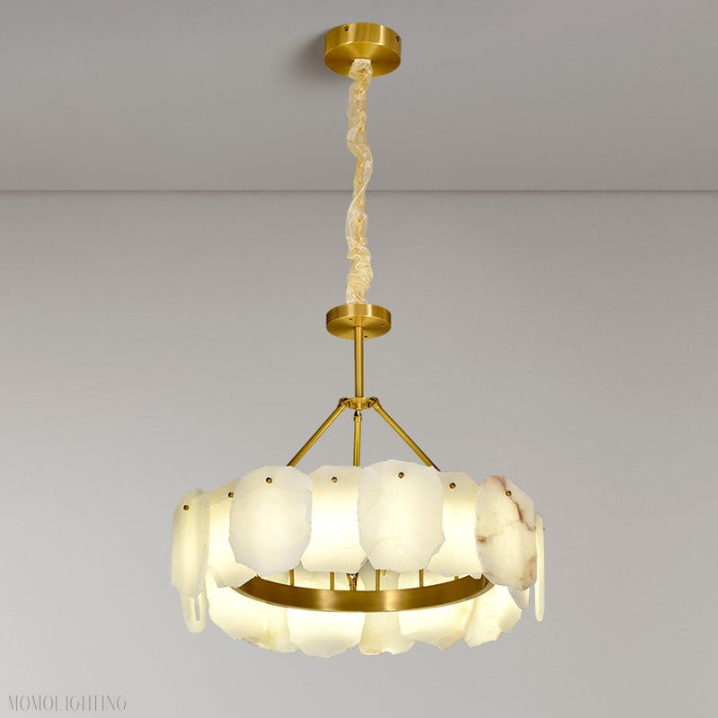Momo Lighting Modern Alabaster Round Chandelier For Living Room-Momo Lighting