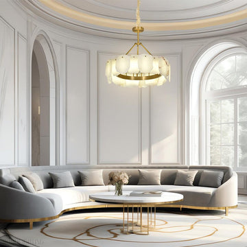 Momo Lighting Modern Alabaster Round Chandelier For Living Room-Momo Lighting