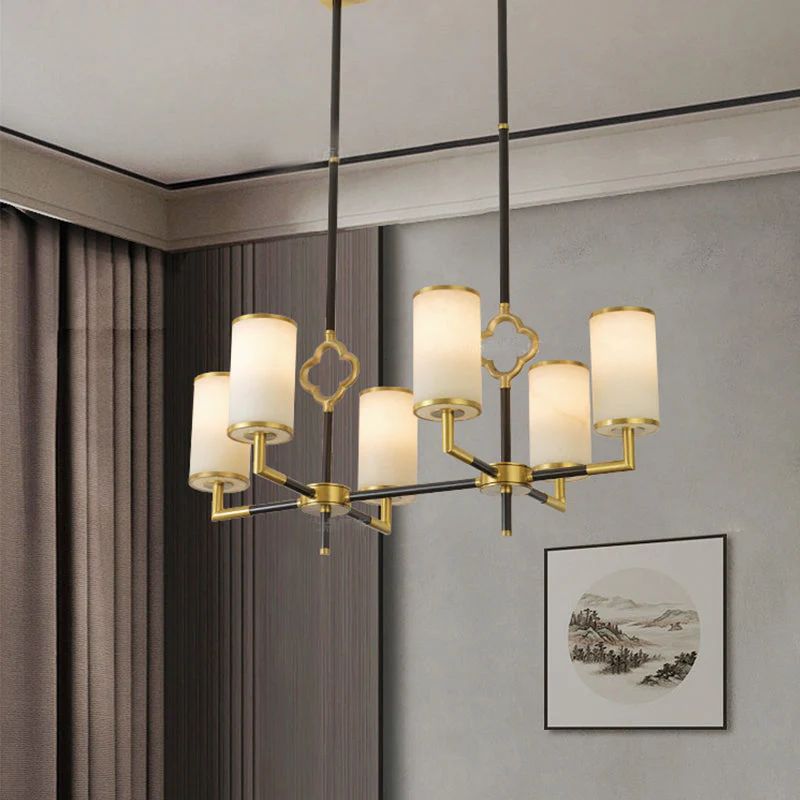 Multi-layer Branda Alabaster Round chandelier-Momo Lighting