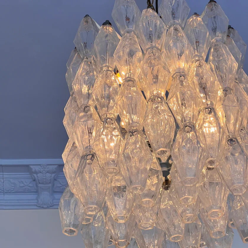 Murano Poliedri Clear Glass Chandelier-Momo Lighting