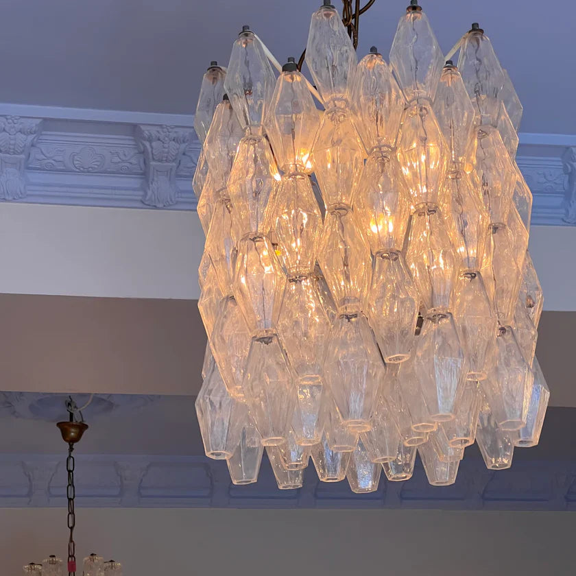 Murano Poliedri Clear Glass Chandelier-Momo Lighting