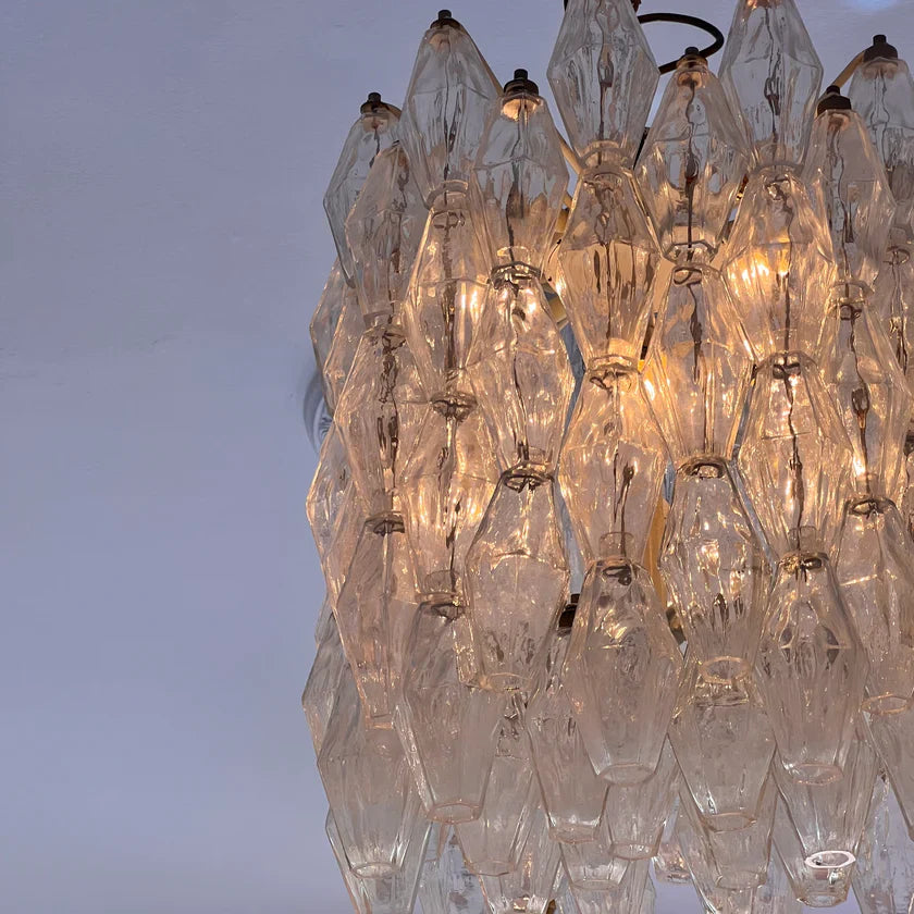 Murano Poliedri Clear Glass Chandelier-Momo Lighting