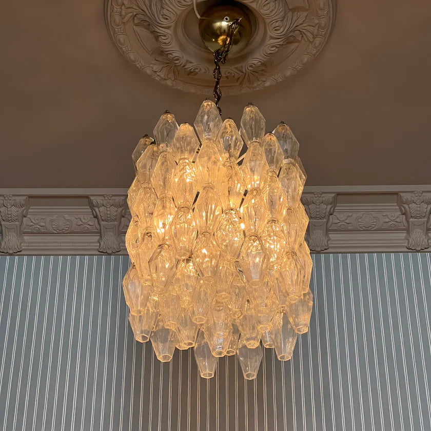 Murano Poliedri Clear Glass Chandelier-Momo Lighting