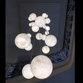 Nami Alabaster Sphere Staircase Chandelier,Multi Pendant Light-Momo Lighting