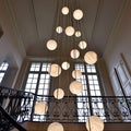 Nami Alabaster Sphere Staircase Chandelier,Multi Pendant Light-Momo Lighting