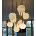 Nami Alabaster Sphere Staircase Chandelier,Multi Pendant Light-Momo Lighting
