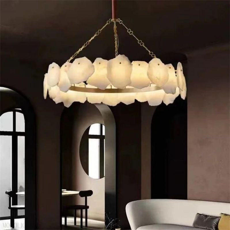 Nasile Alabaster Round Chandelier-Momo Lighting