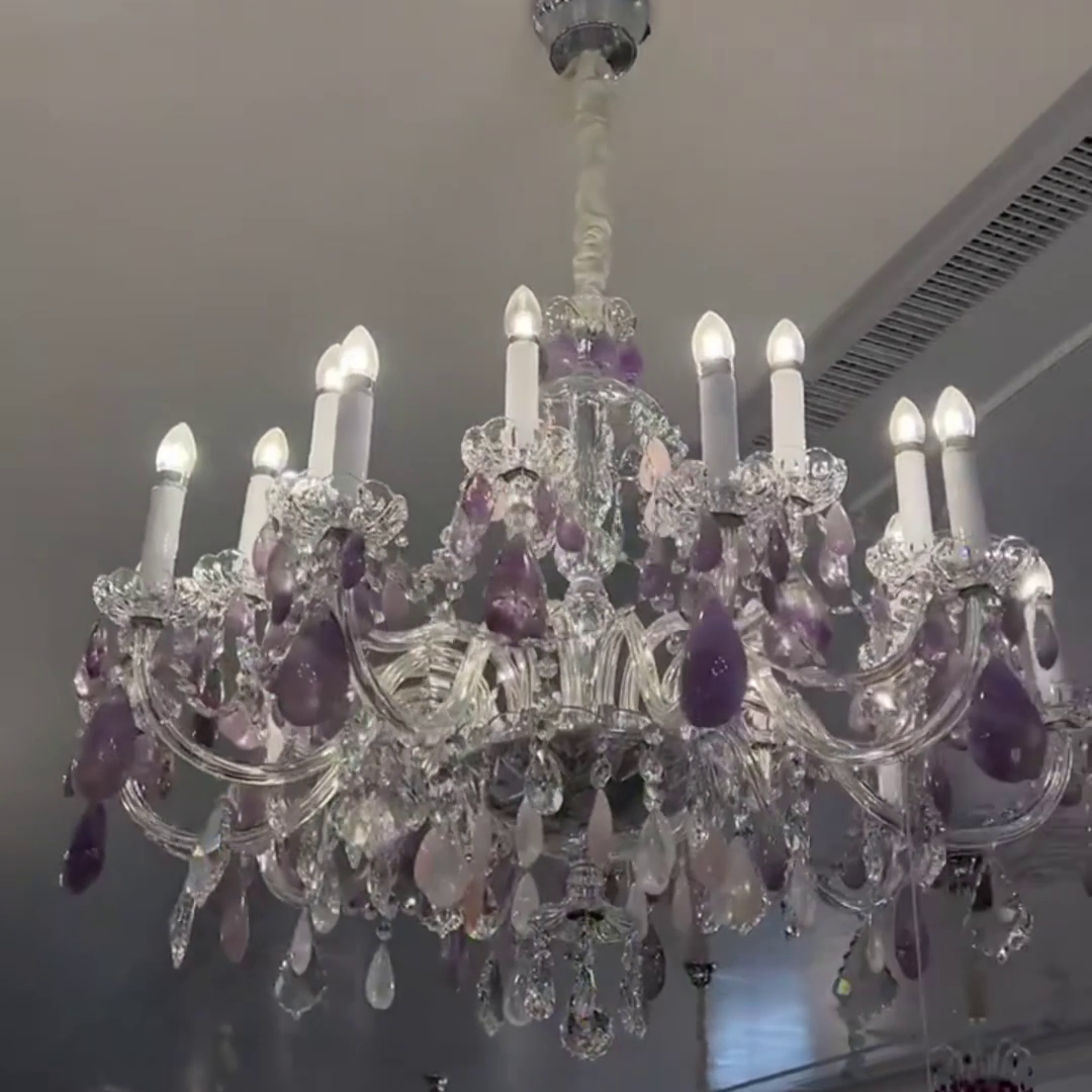 New Luxury Green/Purple Rock Crystal Chandelier for Living Room/Bedroom-Momo Lighting