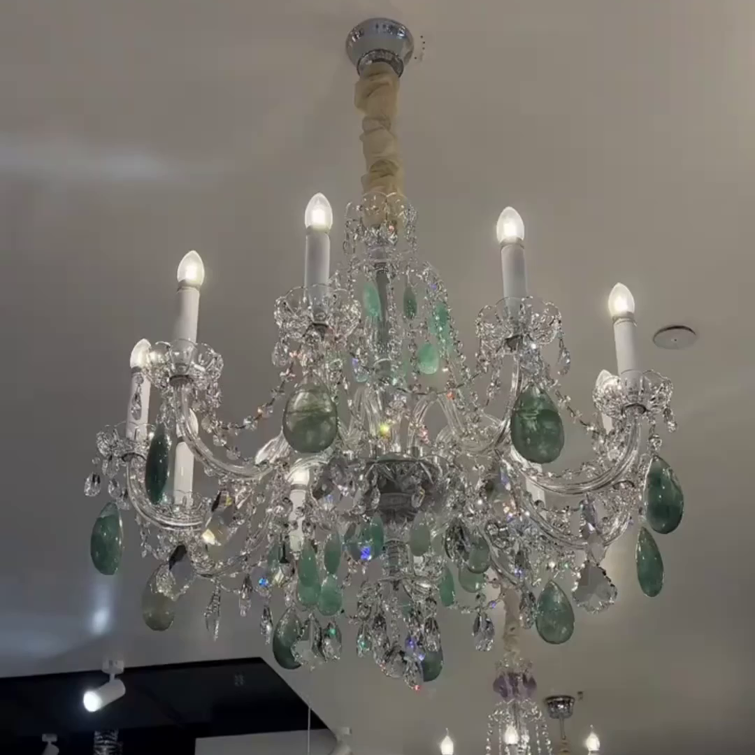 New Luxury Green/Purple Rock Crystal Chandelier for Living Room/Bedroom-Momo Lighting
