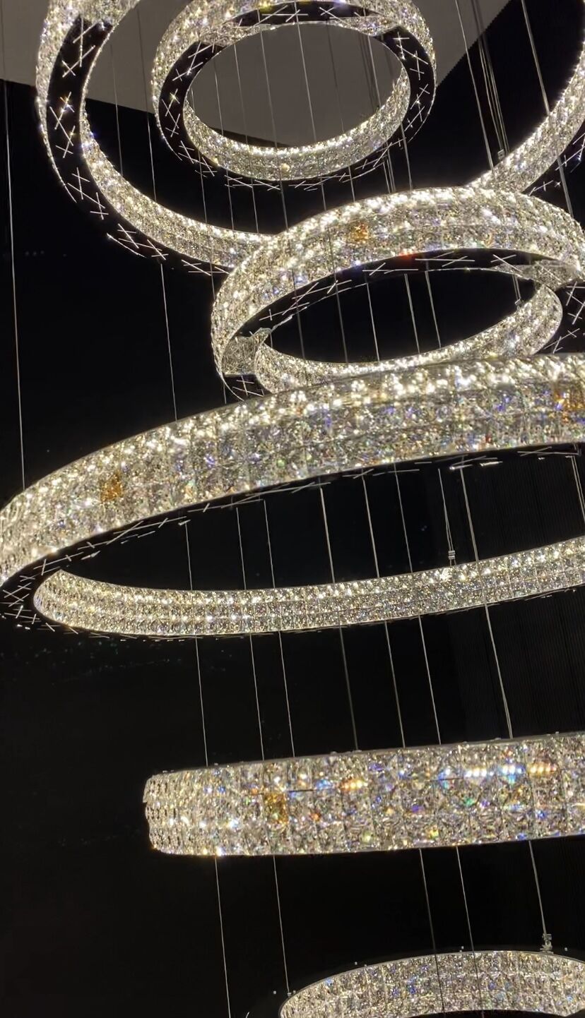 New Modern Light Luxury Oversized Multi-tiered Rings Crystal Chandelier for Staircase/Duplex/High-ceiling Space-Momo Lighting