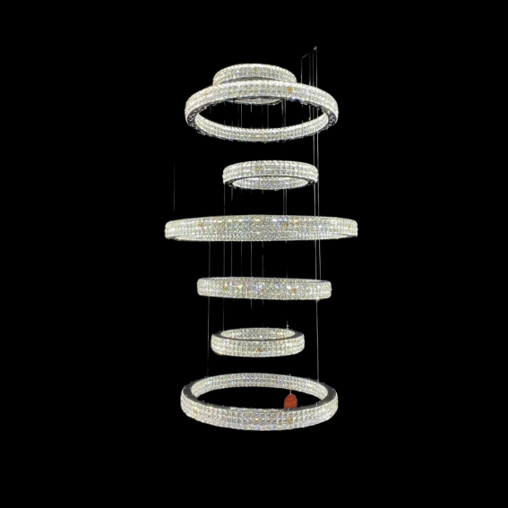 New Modern Light Luxury Oversized Multi-tiered Rings Crystal Chandelier for Staircase/Duplex/High-ceiling Space-Momo Lighting