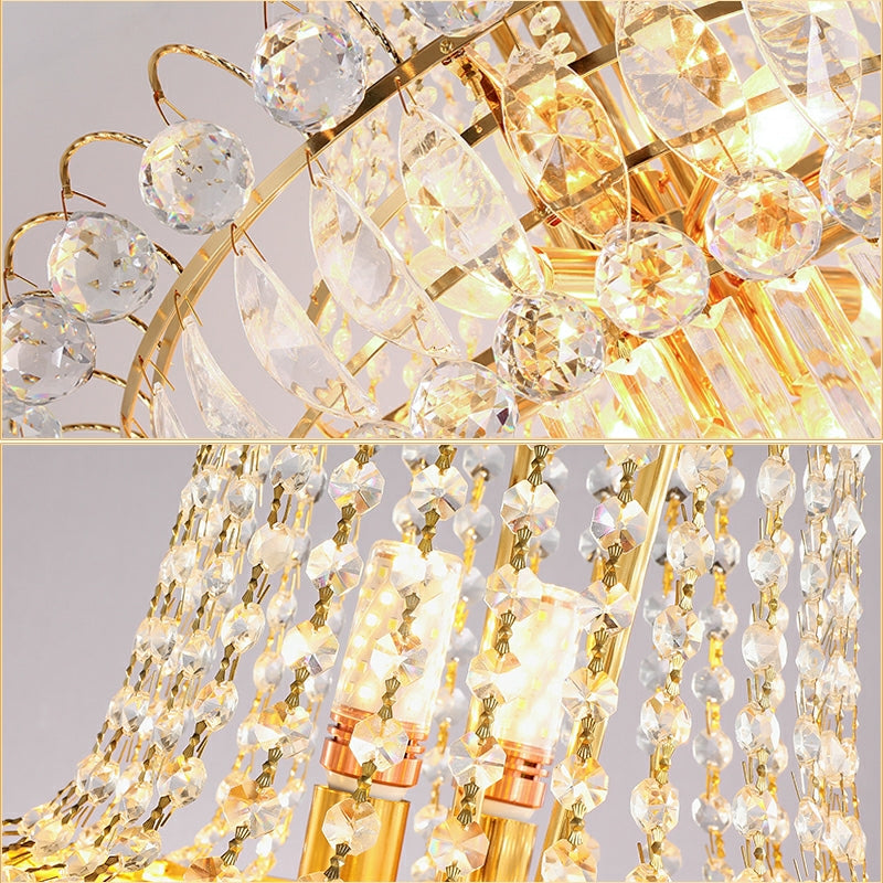 New Style Royal Large Crystal Chandelier Long Ceiling Lighting Fixture For Living Room Staircase/ Entryway-Momo Lighting