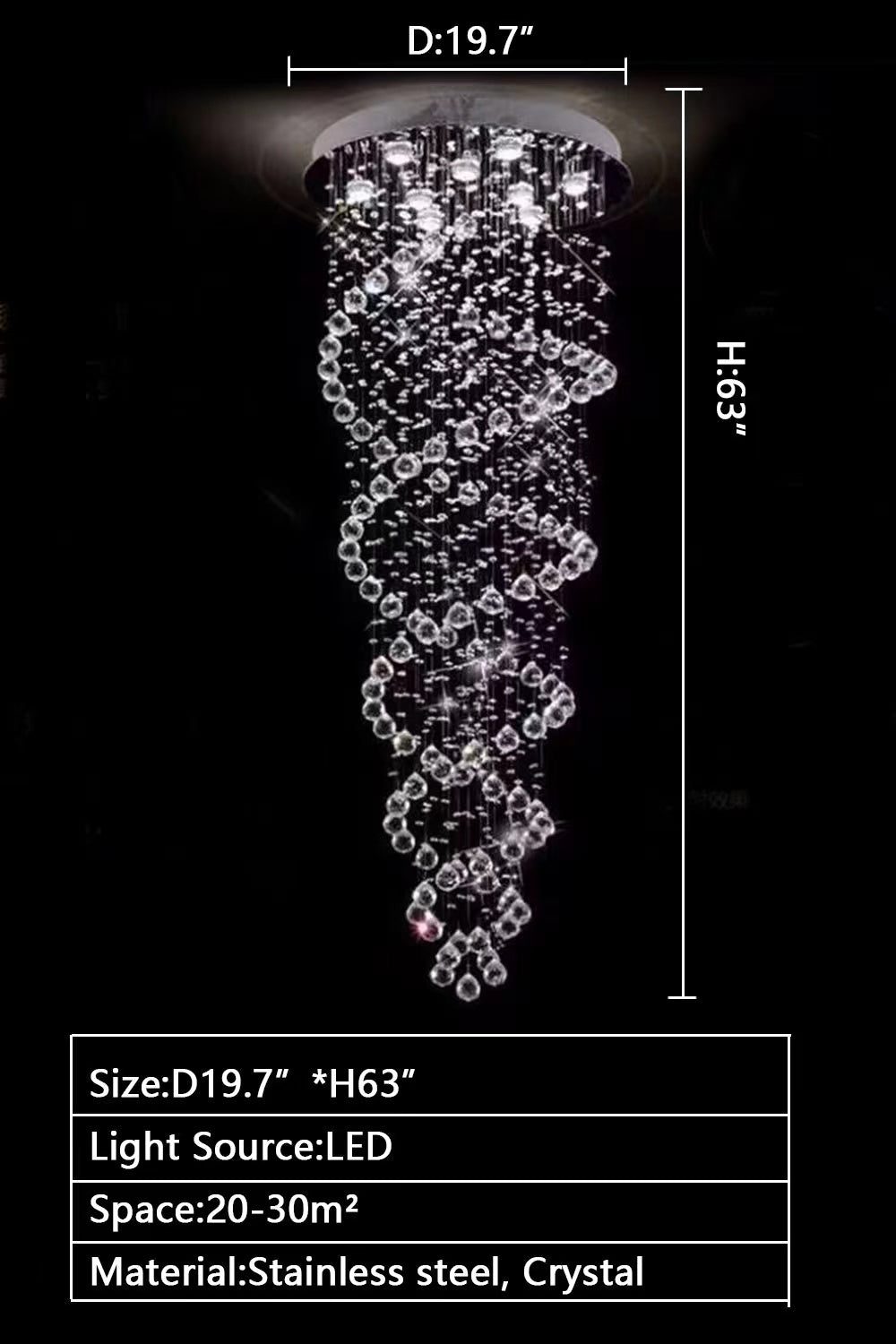 New Trend Spiral Crystal Chandelier For Staircase-Momo Lighting