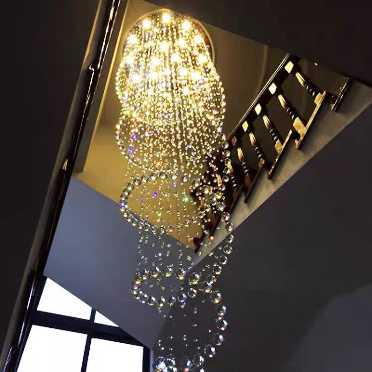 New Trend Spiral Crystal Chandelier For Staircase-Momo Lighting