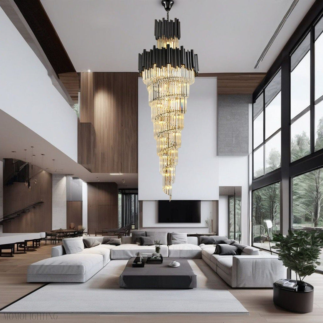 New York Foyer & Staircase Black Chandelier-Momo Lighting