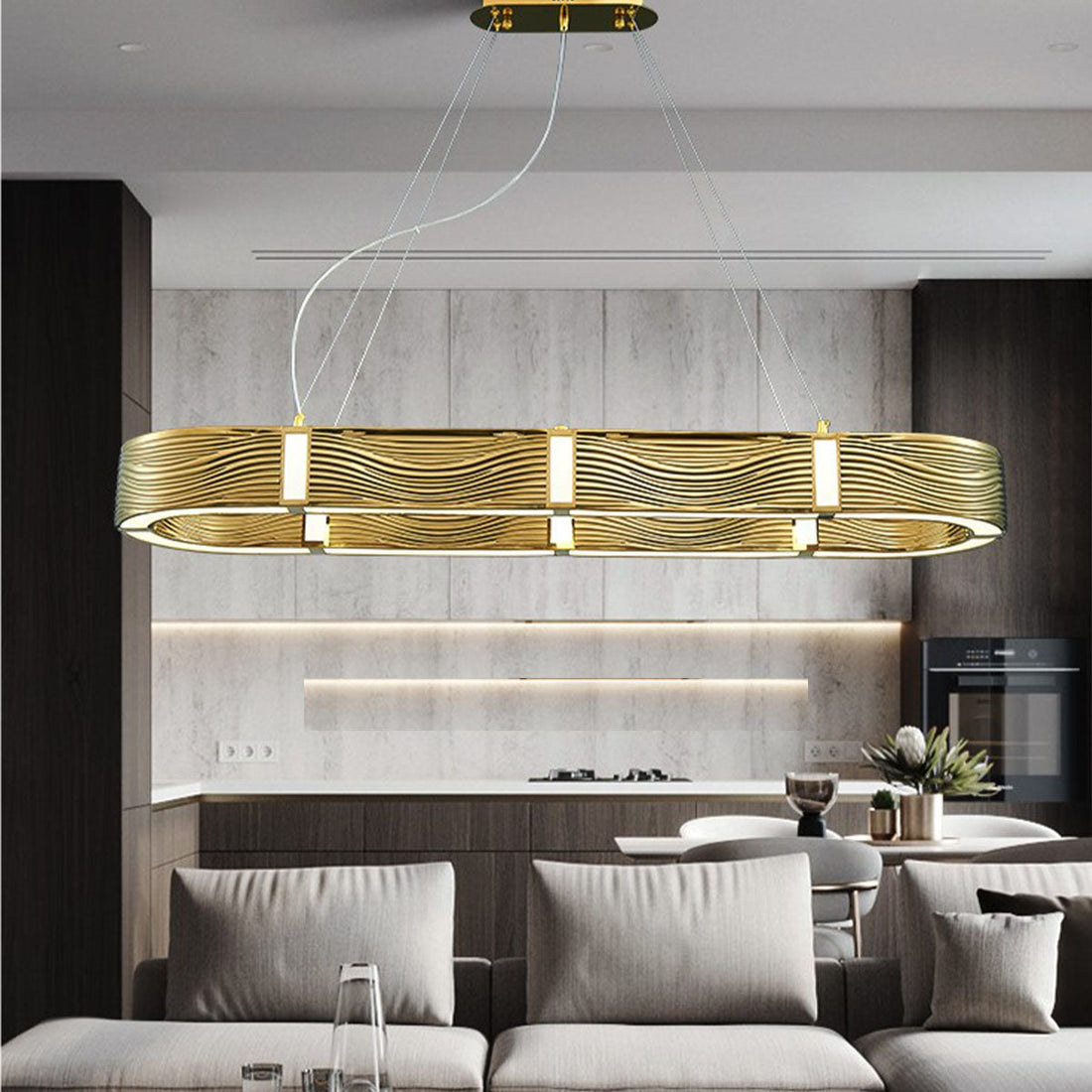 Nordic Light Luxury Chrome/Gold 0-shaped Chandelier for Living/Dining Room-Momo Lighting